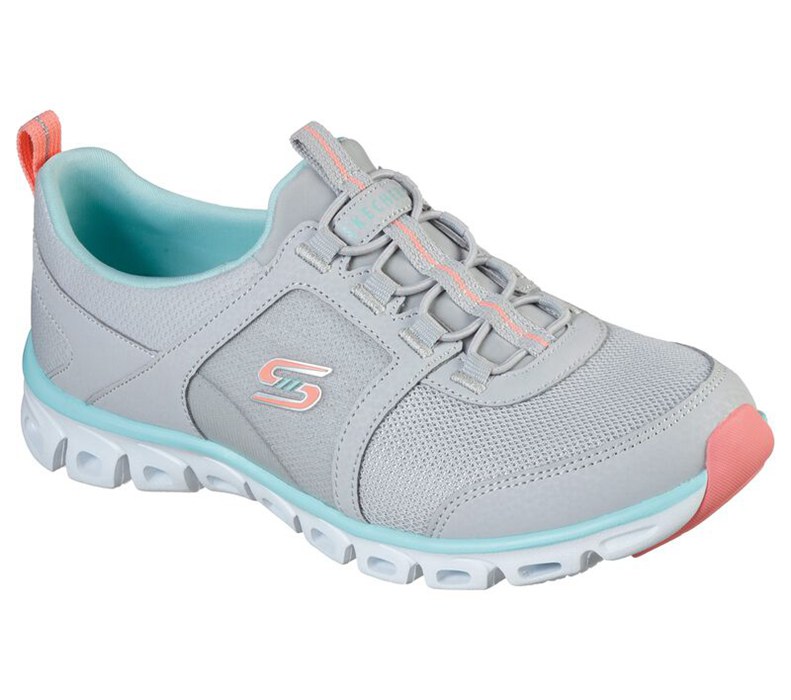 Skechers Glide Step - Soar High - Womens Slip On Shoes Grey/Pink [AU-XM3583]